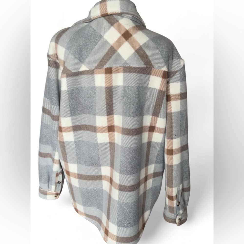 Plaid Gray and Brown Women's Jacket Size Large - Picture 2 of 5